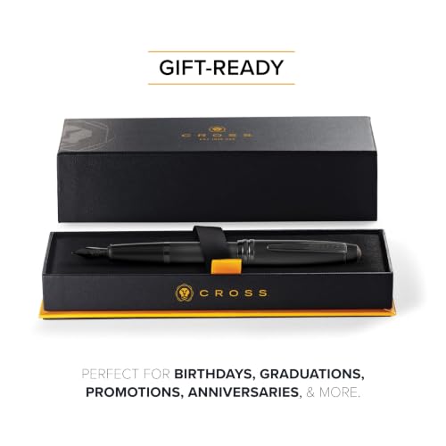 Image of Cross Bailey Matte Black Refillable Fountain Pen - Medium Point, Black Ink, Smooth Writing, Presented in a Premium Gift Box