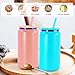 AGH 16oz Stainless Steel Can Tumbler with Lids and Straws,Double wall Rainbow Electroplate Drinking Cups,Reusable Water Tumbler with straws For Ice Coffe Juice Smoothie cup.4 Colors,4pack