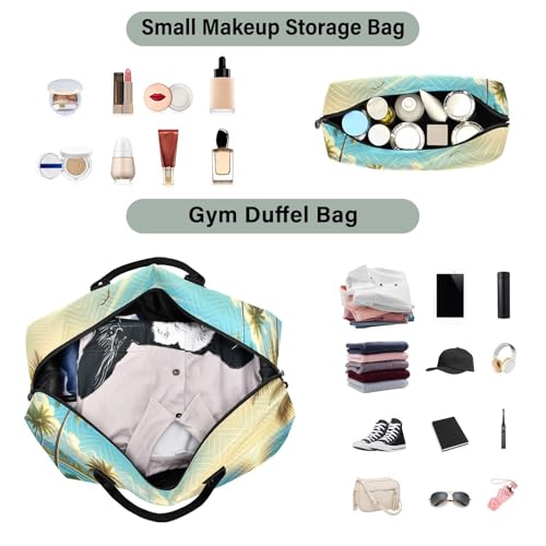 Beach Scene Palm Trees Travel Duffel Bag, Shoulder Weekender Overnight Bags - Large Gym Bag with Wet Pocket4