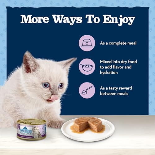 Image of Blue Buffalo Baby Blue Natural Kitten Wet Cat Food, Healthy Growth Formula with DHA, Chicken Recipe Multi-Pack, 3-oz. Cans (6 Count)