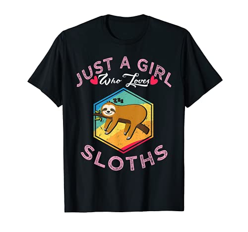 T-shirt rétro « Just a Girl Who Loves Sloths » T-Shirt