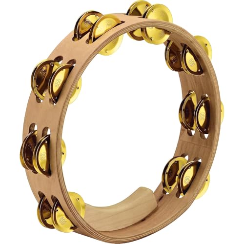 Meinl Percussion AE-MTA2B Artisan Edition Maple Tambourine with Brass Jingles, 2 Rows