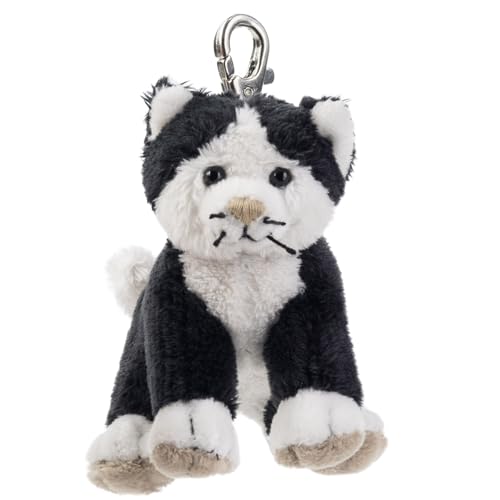 Plüsch-Anhänger Katze „Caesar“ – Schaffer 0226 - ca. 10 cm - Niedlicher Schlüsselanhänger & Taschenanhänger mit Karabiner - Weich & hochwertig - Geschenkidee für Kinder & Erwachsene - schwarz-weiß