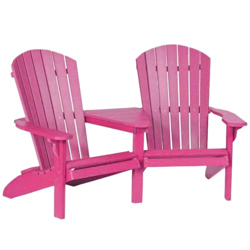 DutchCrafters HDPE Poly Fan Back Settee Adirondack Tete-a-Tete Chair for Two, Double Seat for Outdoor Patio, Balcony, Deck, Garden, Porch and Outdoor Furniture (Pink)