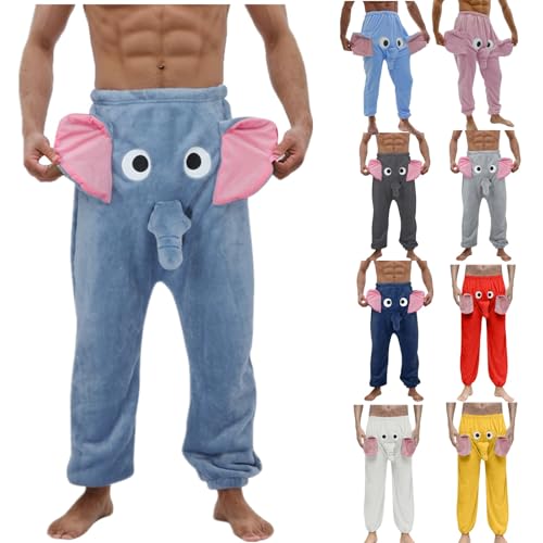 Mens Flannel Pajama Pants Trunk Elephant Pajama Cute Animal Funny Pajamas Adult Humor Sleep Pants Fleece Pj Bottoms