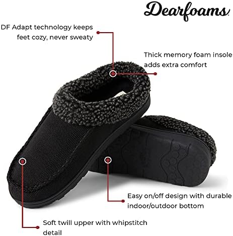 Dearfoams Men's Indoor/Outdoor Breathable Memory Foam Clog Offered in Wide Widths, Black (Twill), Medium | Image 1