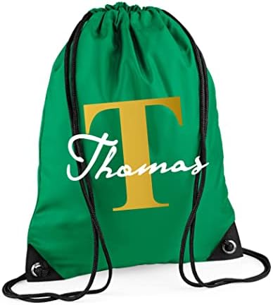 Personalised Initial Name Drawstring Bag, PE Kit School Sport Gym Swimming Kids Backpack Boys Girls Bag