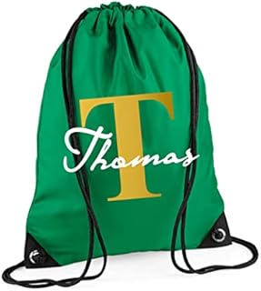 Personalised Initial Name Drawstring Bag, PE Kit School Sport Gym Swimming Kids Backpack Boys Girls Bag