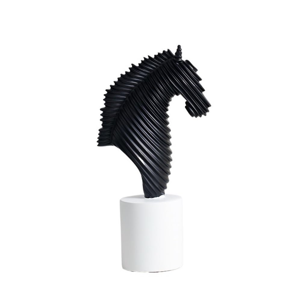 RUOXIUKHBZPS Creative Art Retro Small Horse Head Ornament,Resin Statue Ornaments,Abstract Style Sculptures,Living Room Dining Desk Decorations(Black)