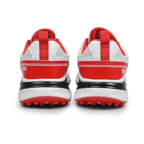 Image of DNINE Blaster Men, Rubber Studs, Cricket Shoes, Sun Orange /Diva | Blue /White | White /Red
