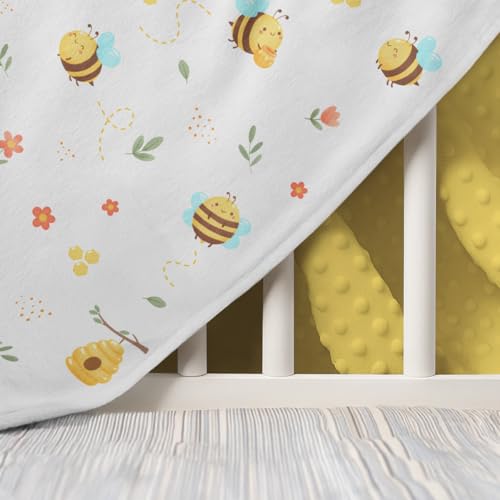 Image of SANDJEST Bee Minky Blanket 30 x 40 Inches, Gift for Christmas Birthday