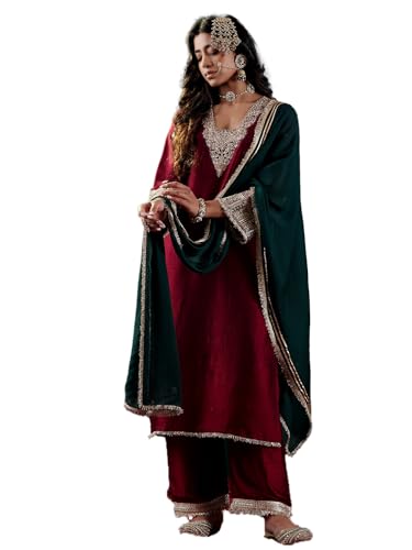 Kurta brodé bordeaux Varanga : en finir avec les tenues de fête inconfortables
