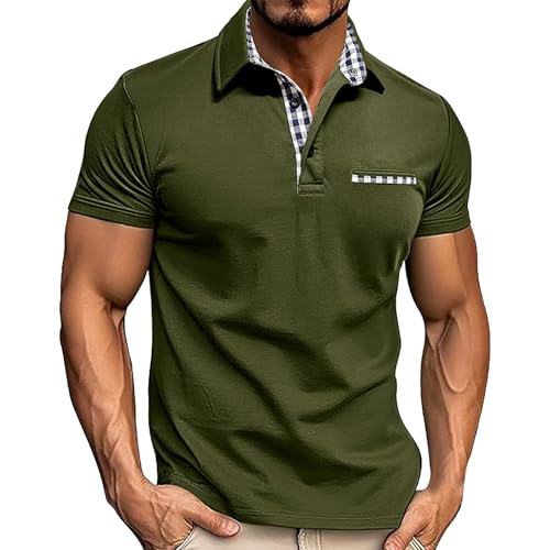 Polo de vestir para hombre, manga corta, ligera, para golf, informal, transpirable, con botones, para correr, ir al gimnasio, verde, XL