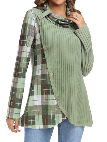 Image of Cestyle Cowl Neck Tunic Sweaters for Women Long Sleeve Casual Pullover