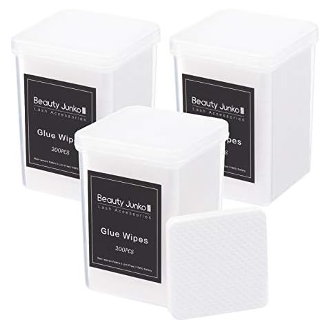 Lint Free Nail Wipes, 600 PCS Lash Extension Glue Wipes, Lint-Free Pads, Gel Nail Polish Remover for Manicure and Pedicure, Glue Wiping Pads, Nail Art Accessories by Beauty Junko Cover