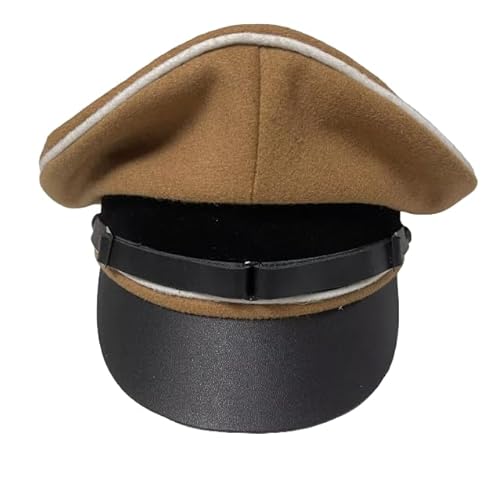Replica WW2 German Desert Officer Hat Cap, Visor (US, Numeric, 7 1/2, Tan)