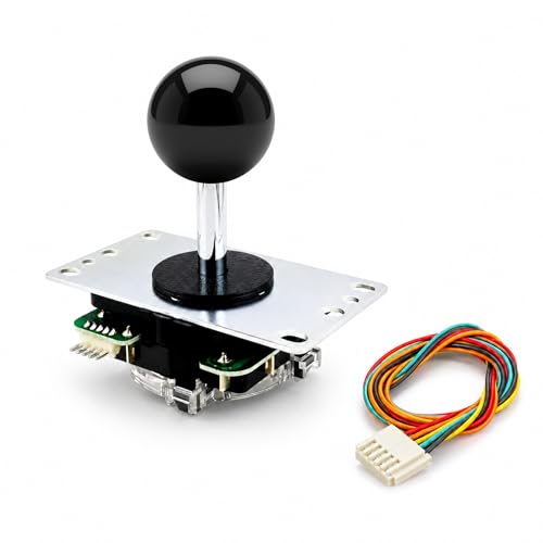 Image of SANWA JLX2-TP-8YT 2nd Gen Arcade Joystick w /Black Ball Top & 5-Pin Harness - Ultimate JLF Upgrade & Successor | POM Base, X-Shaped Washer, GT-8X Gate | 4 & 8 Way Fighting Game Lever