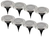 8er-Set LED Solarstrahler, Edelstahl, Dämmerungssensor, Erdspieß IP44