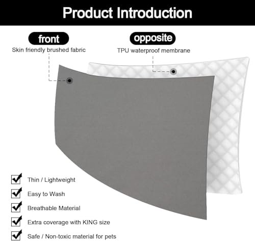 Image of RD TREND Waterproof Fitted Bedsheet for Queen Size Bed (78x60x8 Inches) | Ultra-Soft Glace Cotton Elastic Sheet with 2 Pillow Covers (18x28 Inches) (Blue Check)