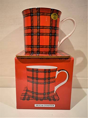 LEONARDO Scottish Themed Tartan Mug and Coaster Set
