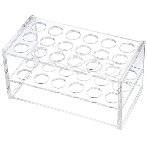 Test Tube Rack with 18 Hole 10ml/15ml Transparent Organic Glass Test Tube Holder Stable & Smooth Holder Rack for Phlebotomy, Laboratory, Experiment