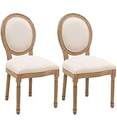 Furniliving French Country Dining Chairs Set of 2, Upholstered Dining Room Chairs with Round Back...