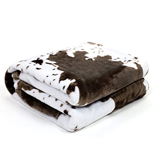 Vessia Brown Cow Printed Throw Blanket For Couch, Brown And White Cow Pattern Blanket For Adults And Kids, Comfy Cozy Lightweight Soft Touch Cute Animal Blanket Throw Size For All Season Home Decor #TOP5