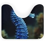 BVKWNTSA Rutschfeste U-förmige Bodenmatte, Motiv: blaues Seepferdchen, weich und bequem, für Badezimmer, WC, Bodenmatte