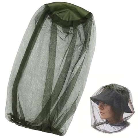 URYVAIW Moskitiera na głowę na owady (1 sztuka), siatka przeciw komarom dla dorosłych kompatybilna z większością czapek, idealna do wędkowania, wędrówek i biwakowania na świeżym powietrzu (oliwkowa