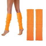 OIXYEY 1 Pare Medias De Neón Para Disfraces De Los Años 80 Y 90 Para Fiestas Temáticas, Calentadores De Piernas Sexys, Carnaval, Talla Única, Baile Para Mujer (Color Naranja A)