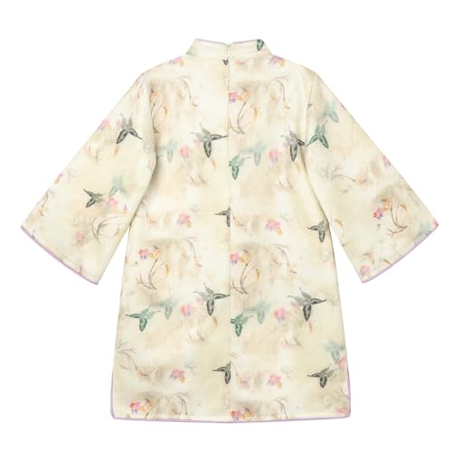 LittleSpring Girls Chinese Qipao Dress Long Sleeve Floral Cheongsam Traditional Hanfu Dresses2