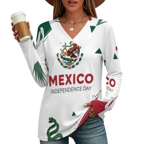 TXCUTE Mexico Women Deep Hoodies Lightweight Drawstring Loose Hooded Sweatshirt Large
