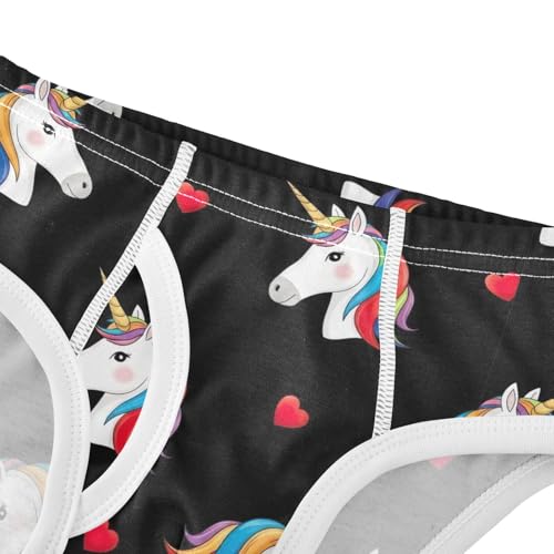 CHIFIGNO Cute Unicorn Hearts Black Briefs for Boys Breathable Cotton Underwear Toddler Boys Printed Underwear Briefs4