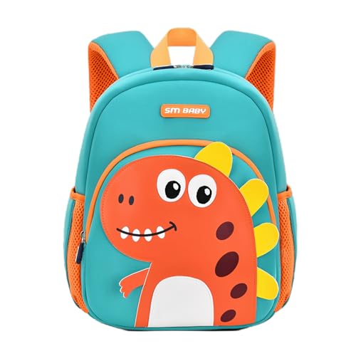 Bansusu Dinosaur Anti-lost Kids Backpack for Kindergarten Preschool Boys Girls with Safety Leash, Lightweight Boys Small Backpack Daycare Bag, A-Green+Orange