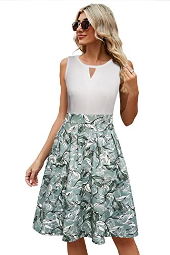 Image of Sureple Women's Retro Sleeveless Swing Casual Work Summer Party Dress with Pockets