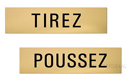 Plaques de Porte - Tirez Poussez | 160x40 mm Set de 2 Aluminium anodisé Aspect Or No.28016-M Cover