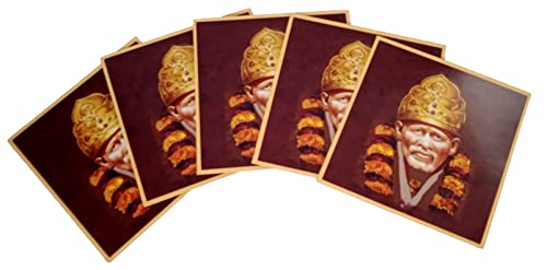 Purpledip Paper Envelopes Sai Baba: Pack of 5 For Letters Notes Wishes Cards (12440)