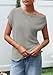 PRETTYGARDEN Womens Off The Shoulder Tops 2026 Summer Casual Short Sleeve Tunic T Shirts Lightweight Knit Sweaters (Light Grey,Small)