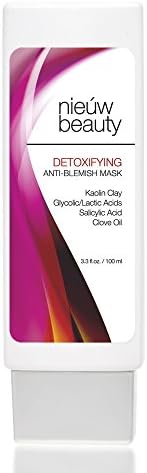 DETOXIFYING ANTI-BLEMISH MASK by nieuw beauty. Acne and Anti-Blemish face and body Mask for Women, Men and Teens. Natural Kaolin Clay, Salicylic, Gylcolic & Latic Acids, and Tamanu Oil (3.3 oz)