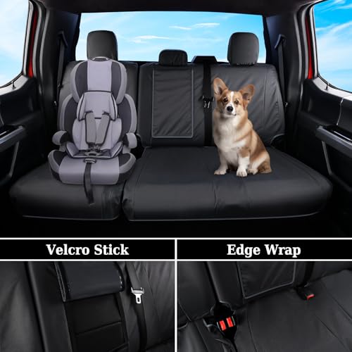 Image of Coverado Rear Bench Car Seat Covers, Waterproof Oxford Back Seat Cover for Car Seat Protector for Kids & Dogs, Compatible with 2015-2026 Ford F150 & 2017-2026 Ford F250 F350 F450, Black