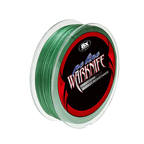 Warknife Zero Memory Low Strength - We Weave with 8 High Strength UHMWPE Fibers, Almost Zero Memory & Zero Stretch - No Fade, Pulls with Real Big Fish (River, Lake, Ocean, Ice) 100LB-109Yards-0.55MM