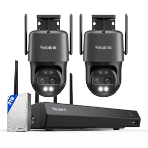 Reolink RLN12W mit 2xTrackMix WiFi Grau, 4K 8MP Wi-Fi 6 PTZ Überwachungskamera Aussen WLAN mit Auto-Tracking-Zoom, Dual-Objektiv, Dual-Ansicht, Smart-Erkennung, Farbnachtsicht, Integrierte 2TB HDD