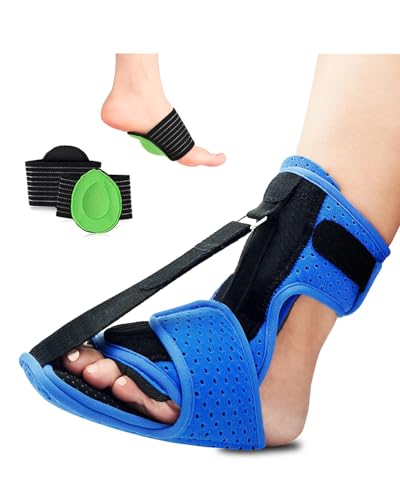 CHONGNI Plantar Fasciitis Night Splints: Upgrade Adjustable Breathable Night Splints for Plantar Fasciitis Support with Arch Support Relief Achilles Tendonitis Foot Drop Heel Pain Day&Night (Blue)
