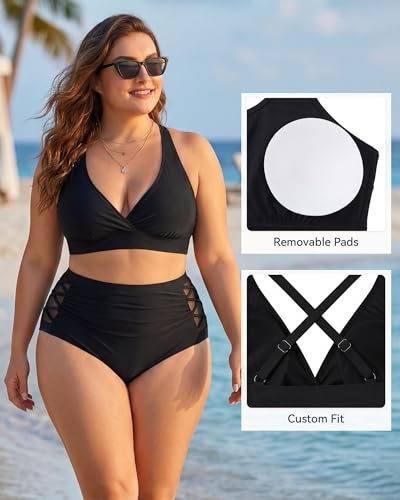 Image of American Trends Womens Plus Size Bikini Set - Tummy Control, High Waisted 2 Piece Swimsuits Bathing Suits