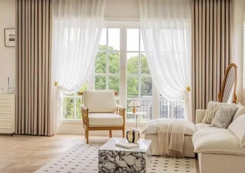 Wycian Juego de 2 cortinas listas para colgar, color marrón, 244 x 132 cm (alto x ancho x ancho), color marrón