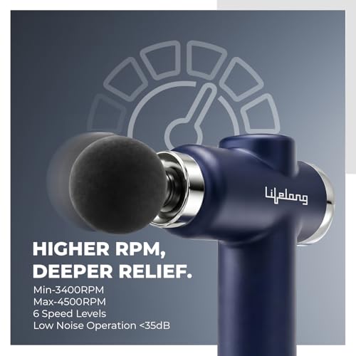 Lifelong Gun Massager 8 Heads 6 Speeds Blue - Image 5