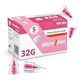 Sterile Einweg-Nadeln 32G (0,23 x 5mm) - 100 Stück Mit Schutzfolie Für Labor, Industrie, Kosmetik, Lebensmittelherstellung, Epoxidharz, Parfüm, Schmierstoffe, Dichtstoffe (32G (0,23 x 5mm))