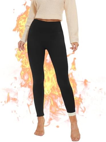 AMIYOYO Thermo Leggings Damen Winter High Waist Thermohose | Gefüttert mit verdicktem Plüsch,Warme Winterhose,Blickdicht,Komfort-Stretch