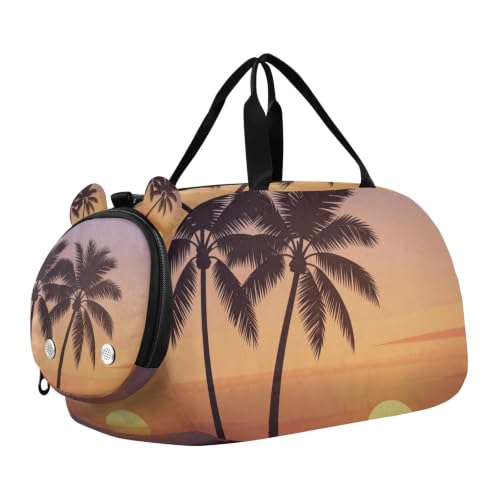 Bolsa de lona para gimnasio con compartimento para zapatos y estampado de playa