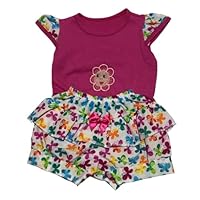 Conjunto Infantil Feminino, Blusa Pink com Bordado e Short Estampado, 3-6 Meses